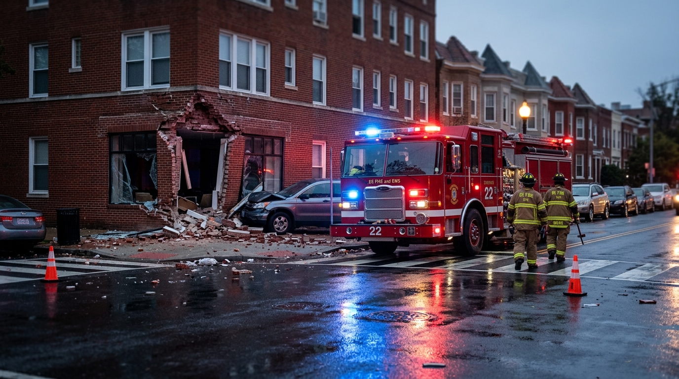 Truck Crashes into Tenleytown Building at Davenport and 42nd Street NW
