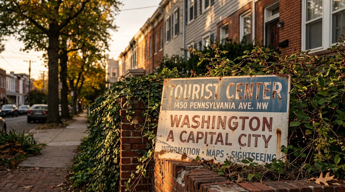 Old DC Tourist Center Sign, Bearing Vintage Slogan, Resurfaces in Recycled Find