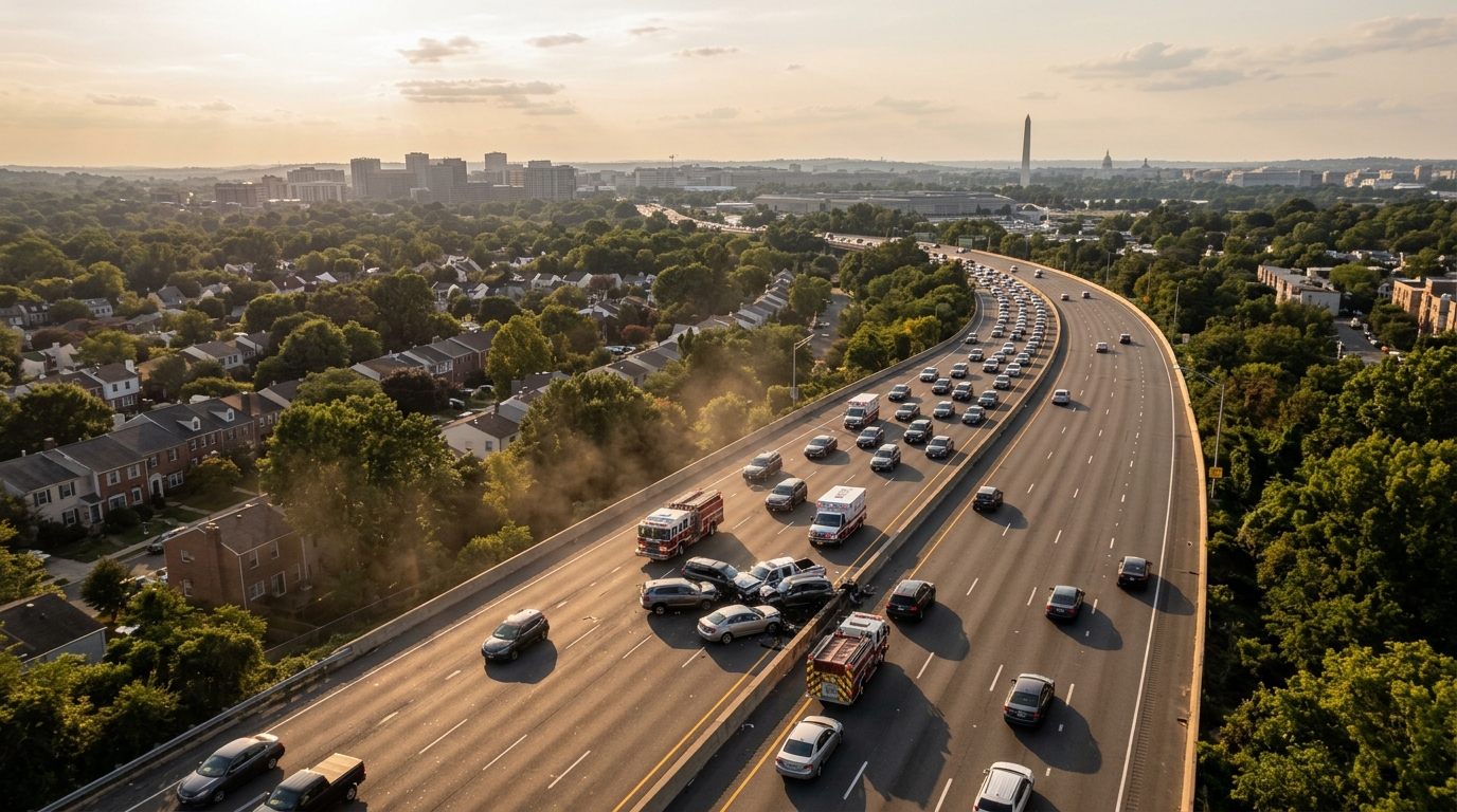 Six-Vehicle Pileup Snarls I-395 in Arlington, Creating Major Commuter Headaches