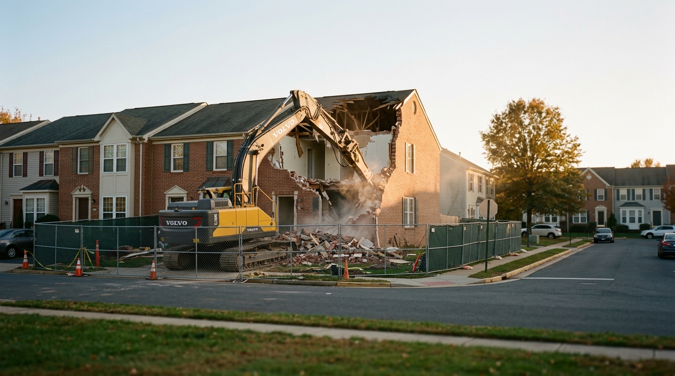 Demolition Underway at Loudoun County Townhome Murder Site