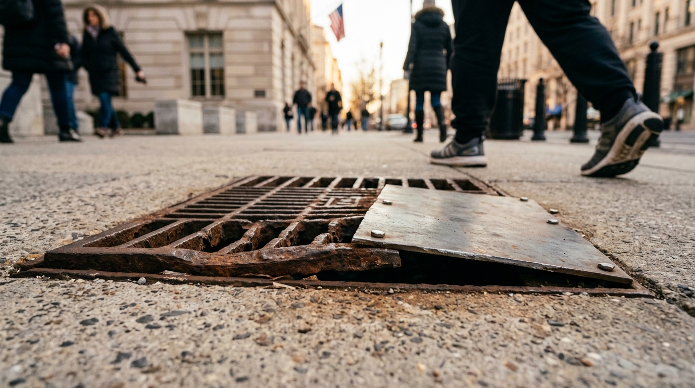 "Scariest Sidewalk Grate" Near Freedom Plaza Raises Downtown DC Safety Concerns