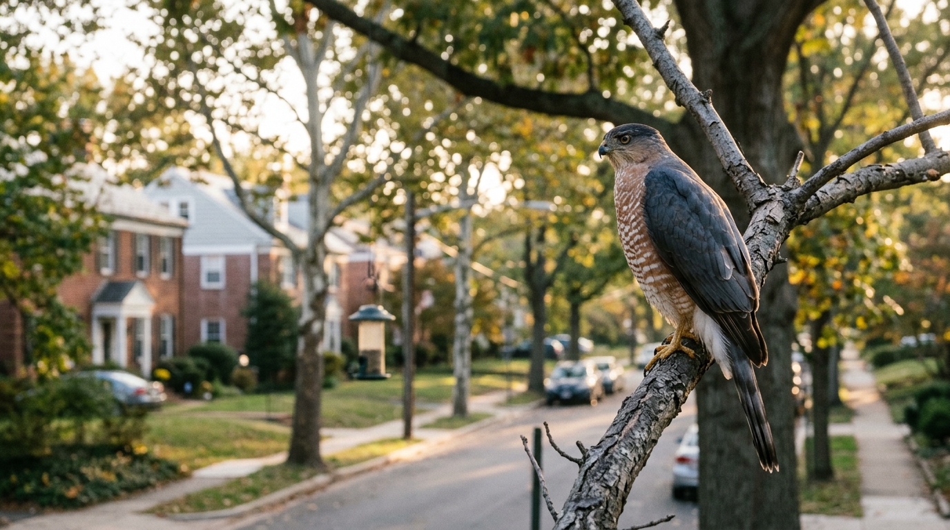 Cooper's Hawk Brings Eerie Silence to Chevy Chase DC Bird Feeders