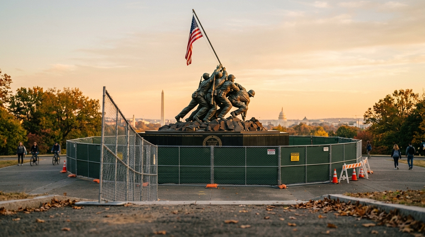 Iwo Jima Memorial Fenced Off for "Beautification" Work Through Early November