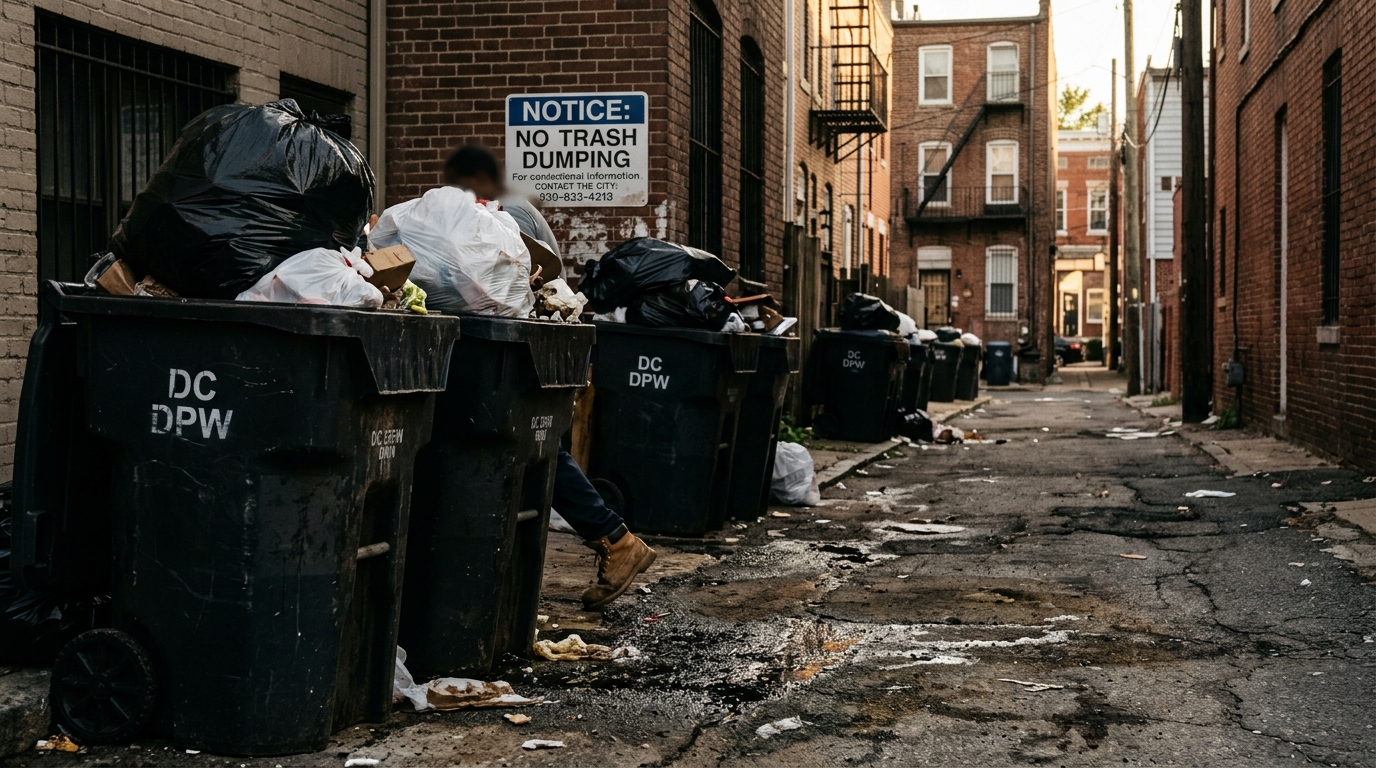 Trash Piles Up in 14th Street NW Alley, Raising Rodent Concerns After Holiday Weekend