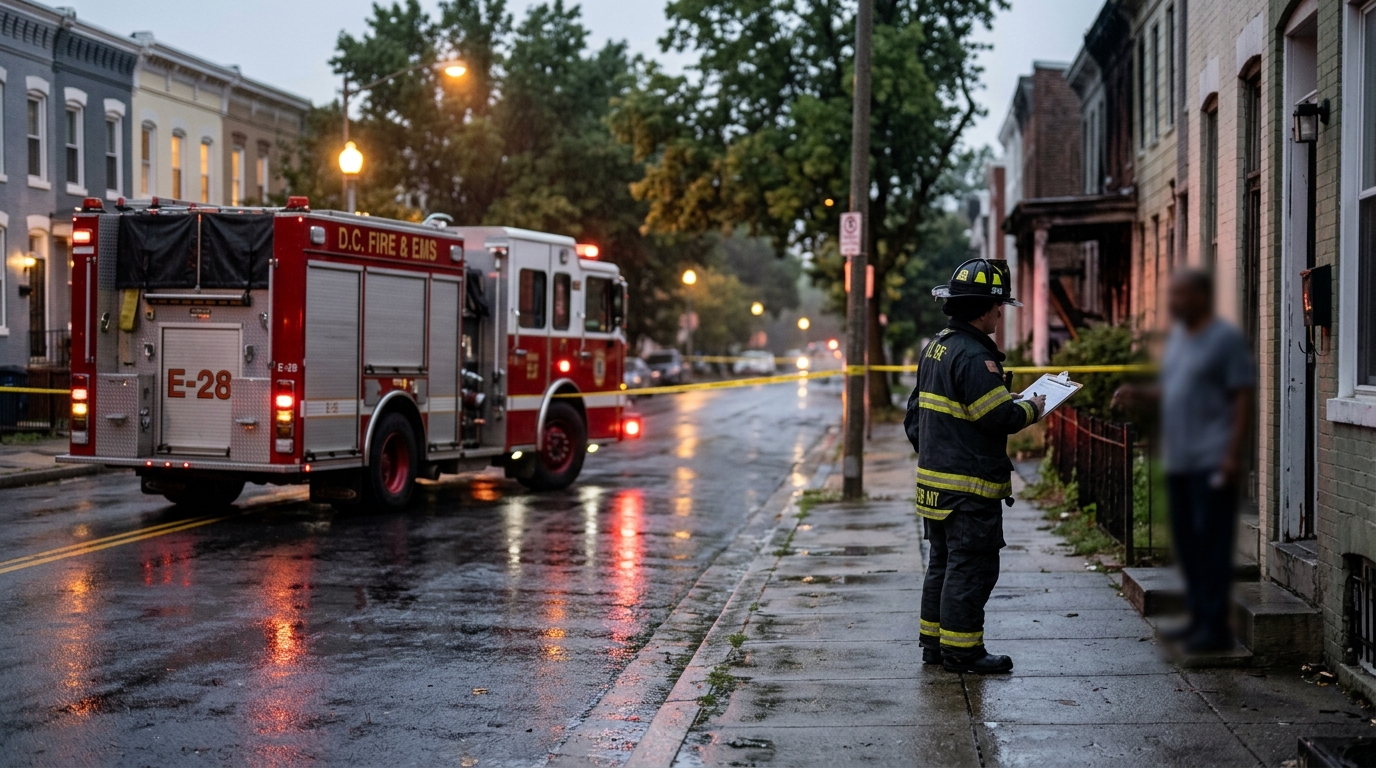 DC Firefighters Canvass Neighborhood After Deadly House Blaze