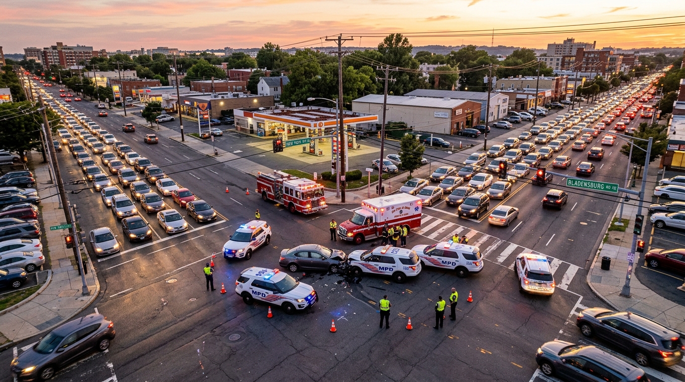 Serious Crash Involving Police Car Snarls New York Avenue NE Rush Hour Traffic