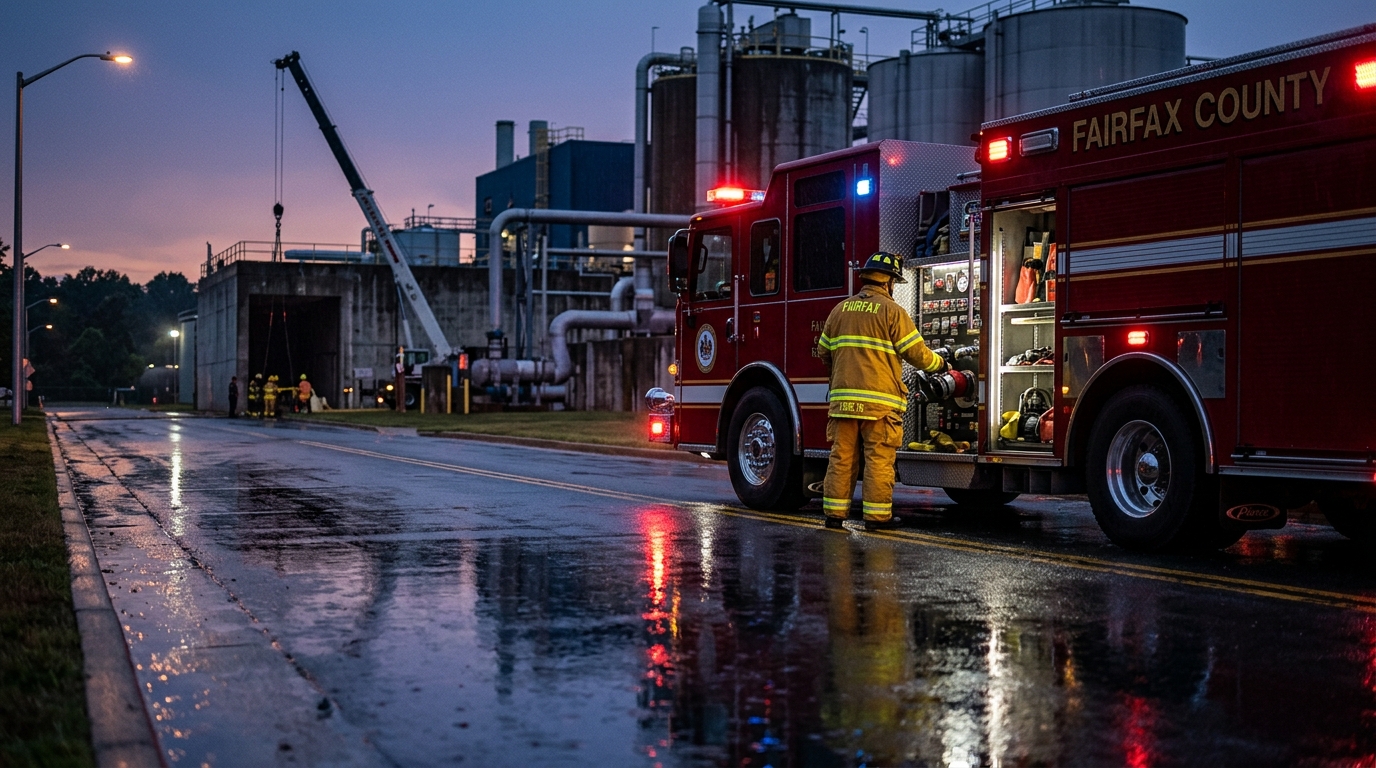 Fairfax Firefighters Rescue Worker Trapped in 40-Foot Pit at Lorton Water Plant