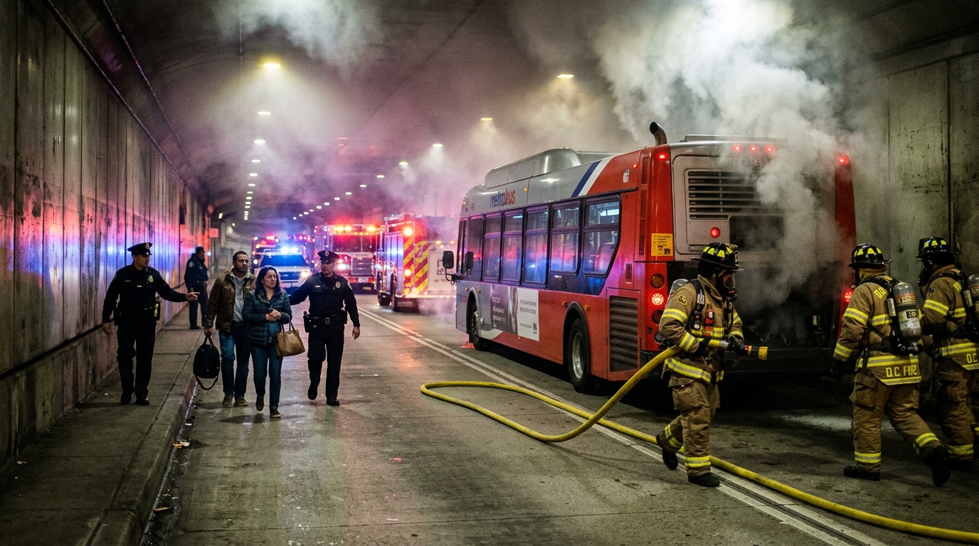 Metro Bus Fire Sends Smoke Through Washington DC Tunnel, Disrupting Commutes