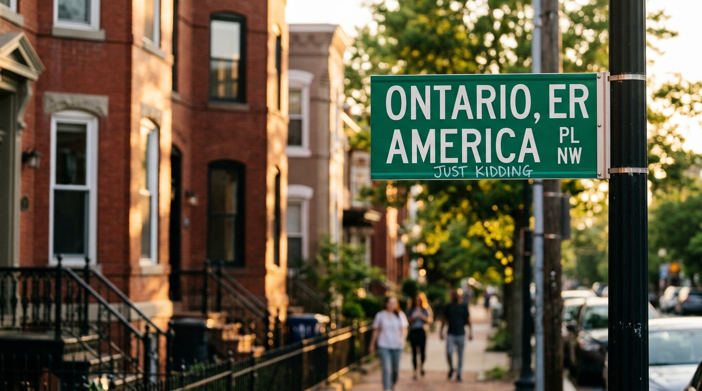 "Ontario, er America Pl NW": Adams Morgan Street Sign Gets a Playful Rewrite