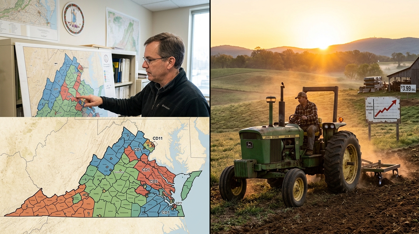 Virginia's Political Landscape Shifts: Redistricting Debate, Farmer Costs, and Local Incidents Impacting the Commonwealth