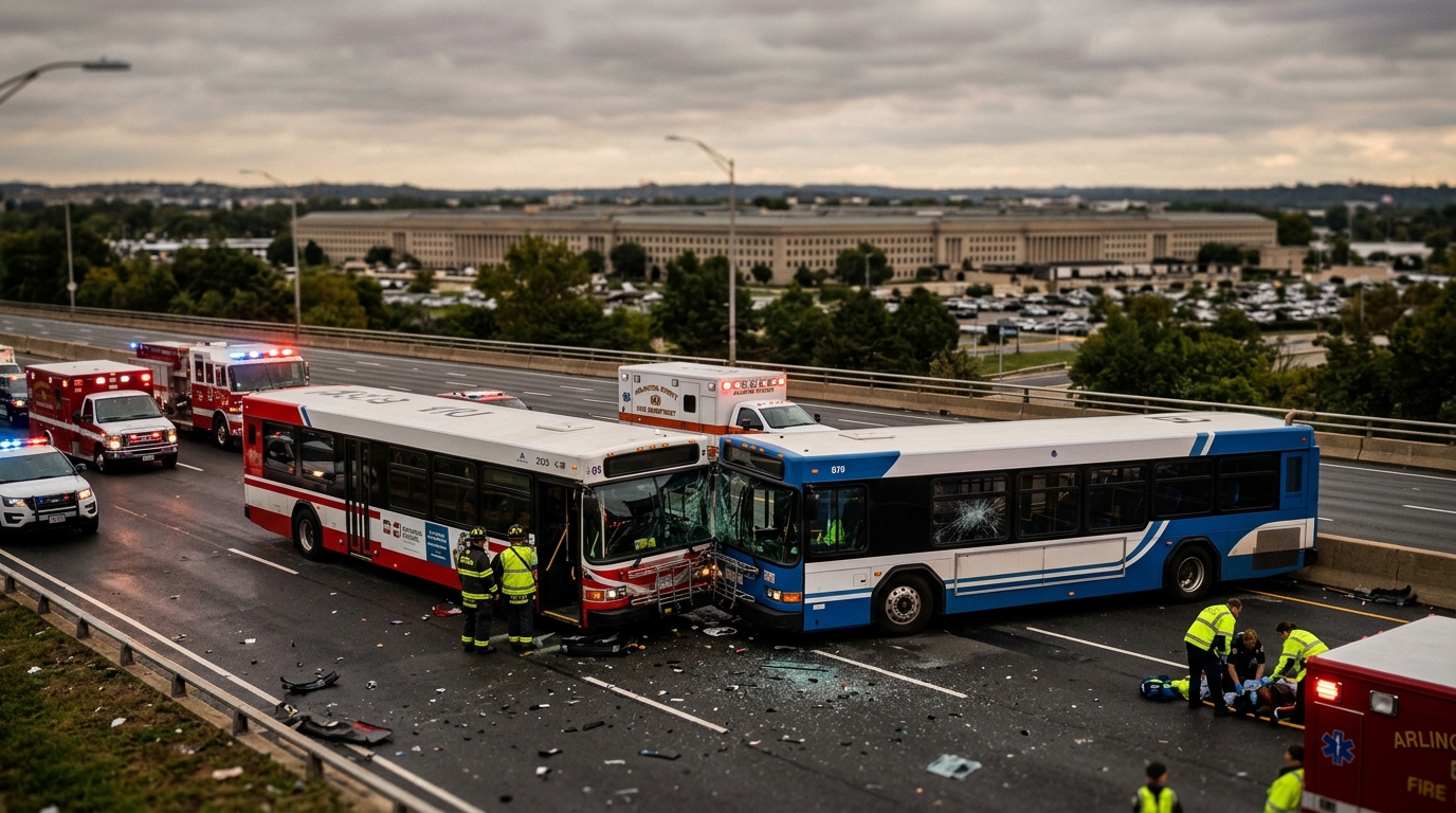 Head-On Bus Crash Near Pentagon Injures 23, Including Defense Department Workers
