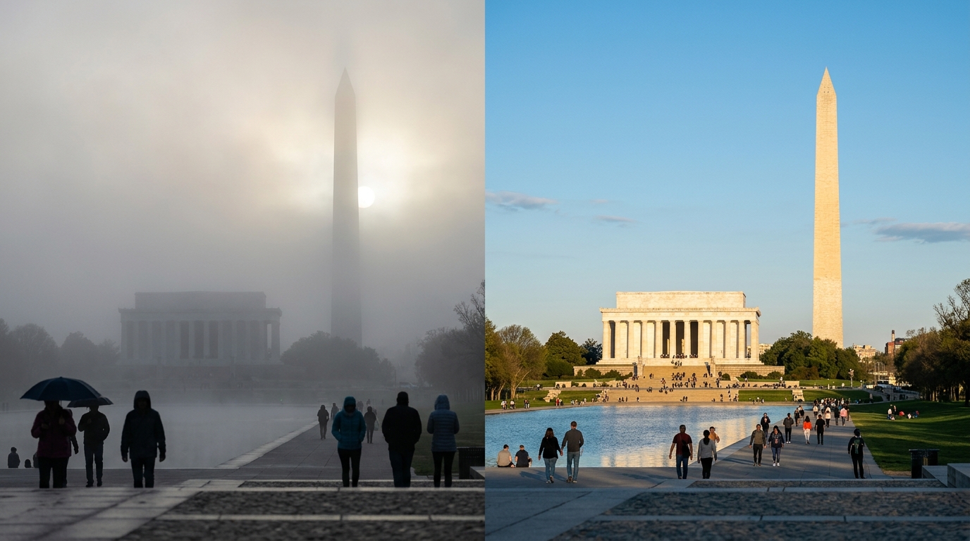 Monday's Murky Start in DC Clears to a Radiant Afternoon
