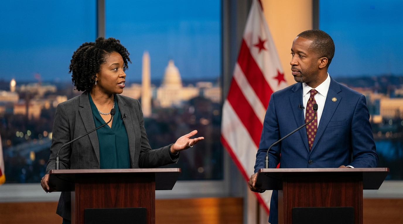Mayoral Hopefuls George and McDuffie Spar on Policing and Housing in First Televised Debate