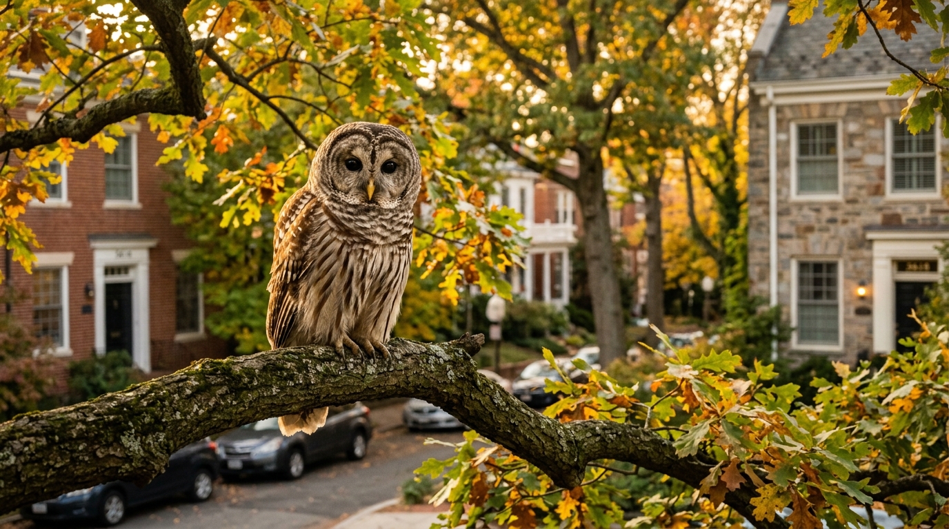 Majestic Barred Owl Spotted Off Reno Road, Delighting Northwest DC Residents