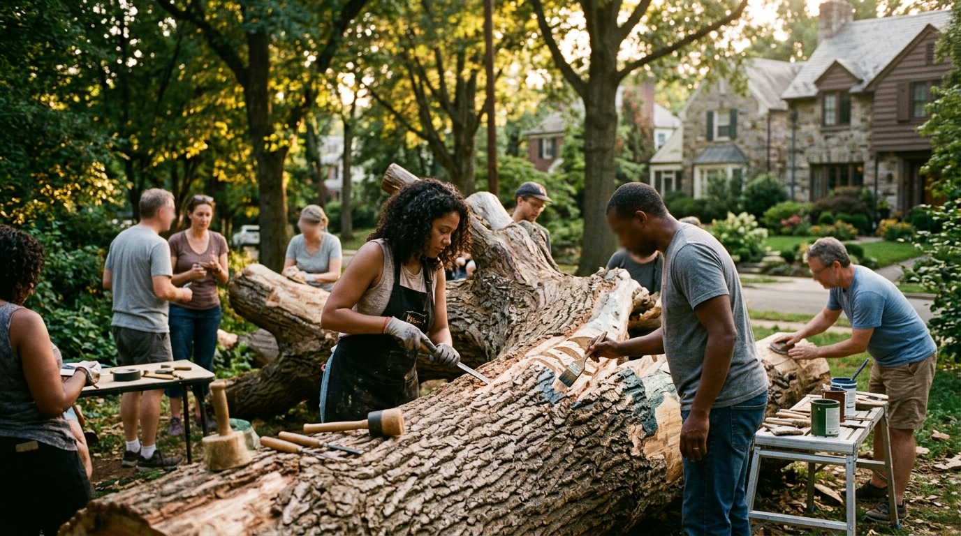 Fallen Tree in Chevy Chase Finds New Life as Community Art Piece