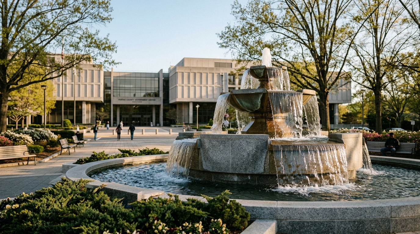 Fountain Restored at Fairfax County Government Center After Years-Long Absence