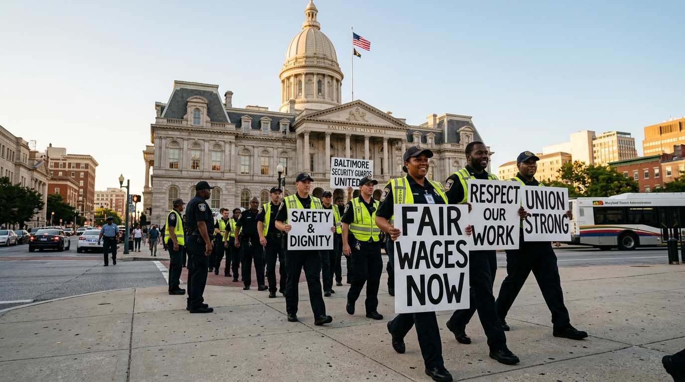 Baltimore City Contract Security Workers Rally for Fair Wages and Benefits