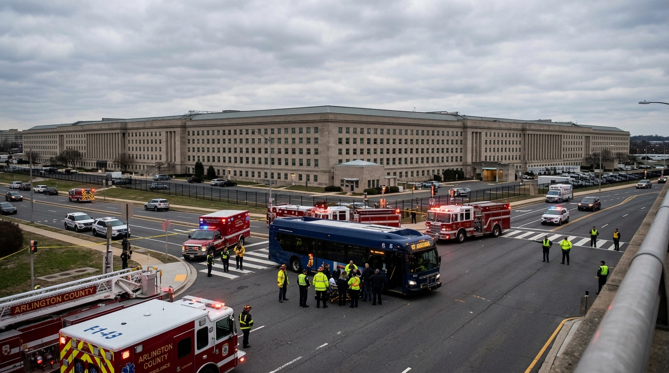 Pentagon Bus Collision Injures 23, Including Department of War Personnel