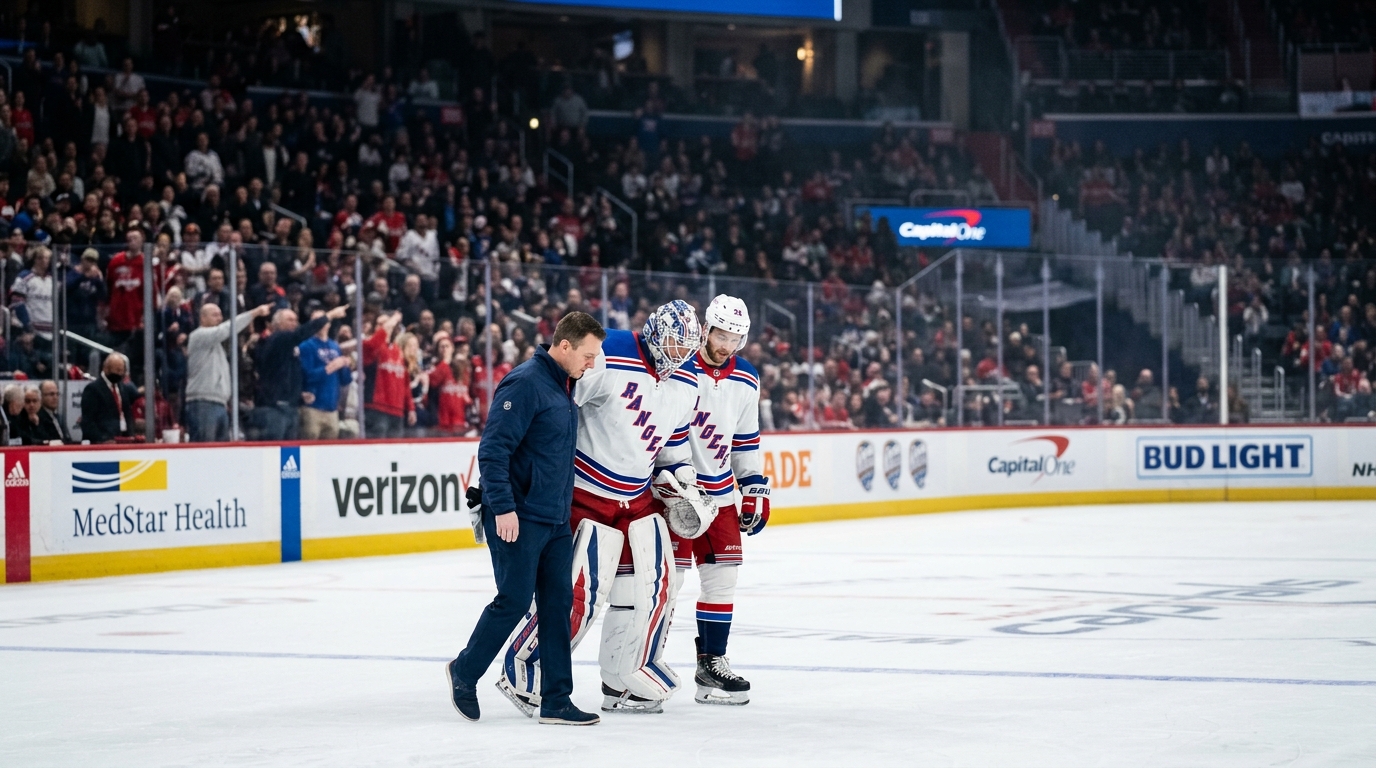 Rangers Star Goaltender Igor Shesterkin Exits Capitals Game with Injury at Capital One Arena