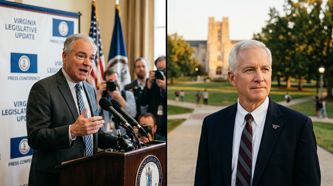 Senator Kaine Questions Virginia Tech President's Potential Exit Amidst Gubernatorial Board Shift