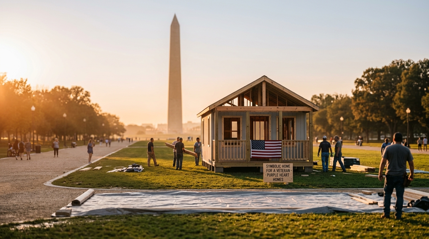 Purple Heart Homes Erects Symbolic House for Veteran on National Mall