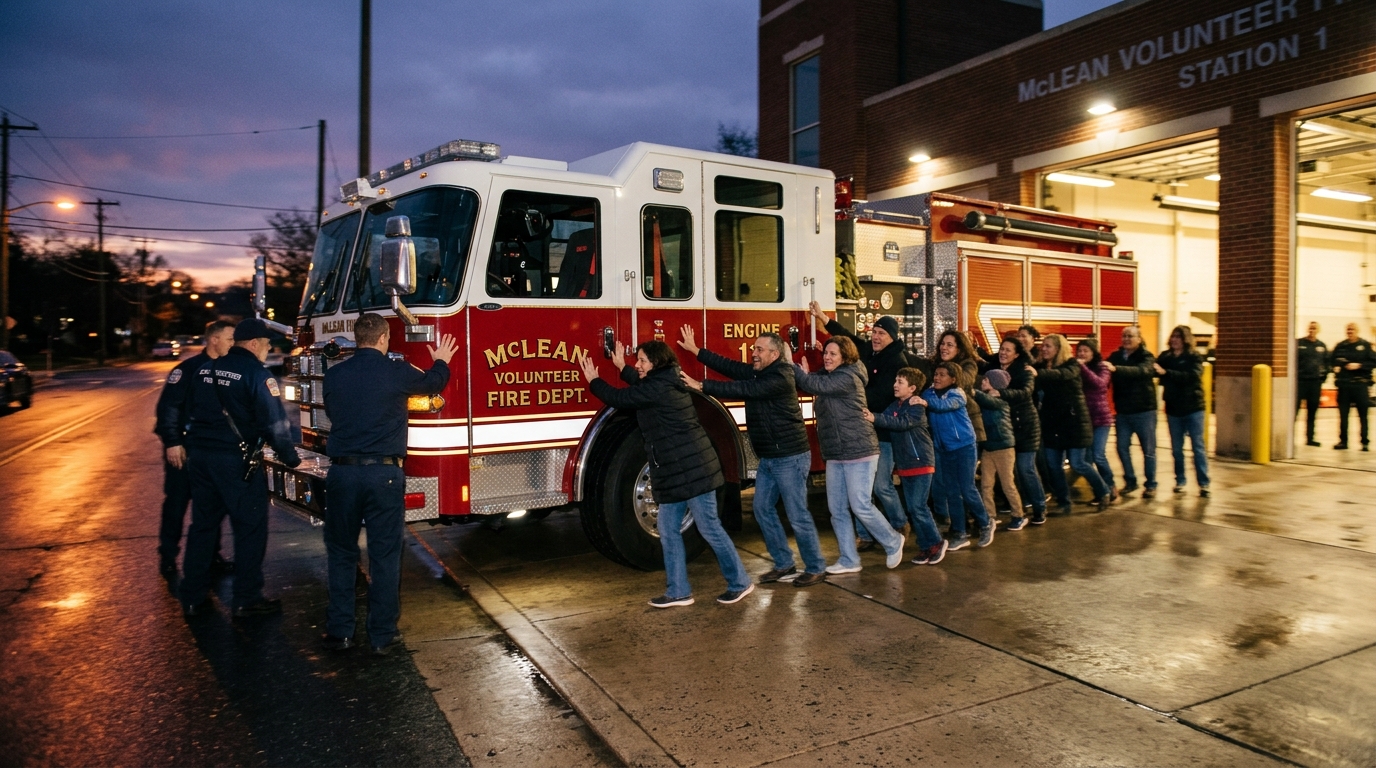 McLean Fire Department Welcomes New Engine with Community 'Push-In' Ceremony