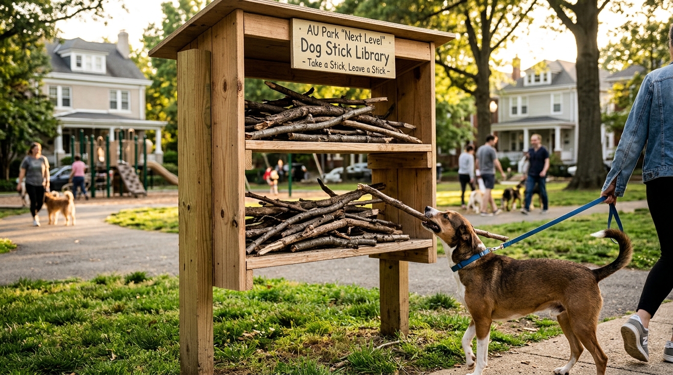 AU Park's "Next Level" Dog Stick Library Delights Local Pups and Their Owners