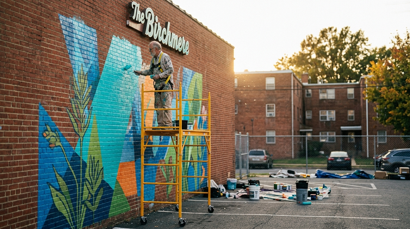 Alexandria's Arlandria Neighborhood Welcomes Patrick Kirwin's Biggest Mural Yet Behind The Birchmere