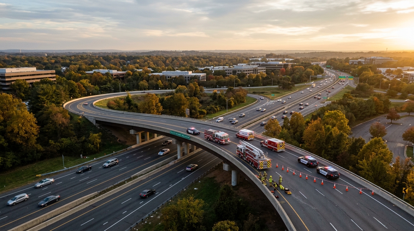 Worker Rescued from Dulles Toll Road Ramp in Fairfax County Following Midday Incident