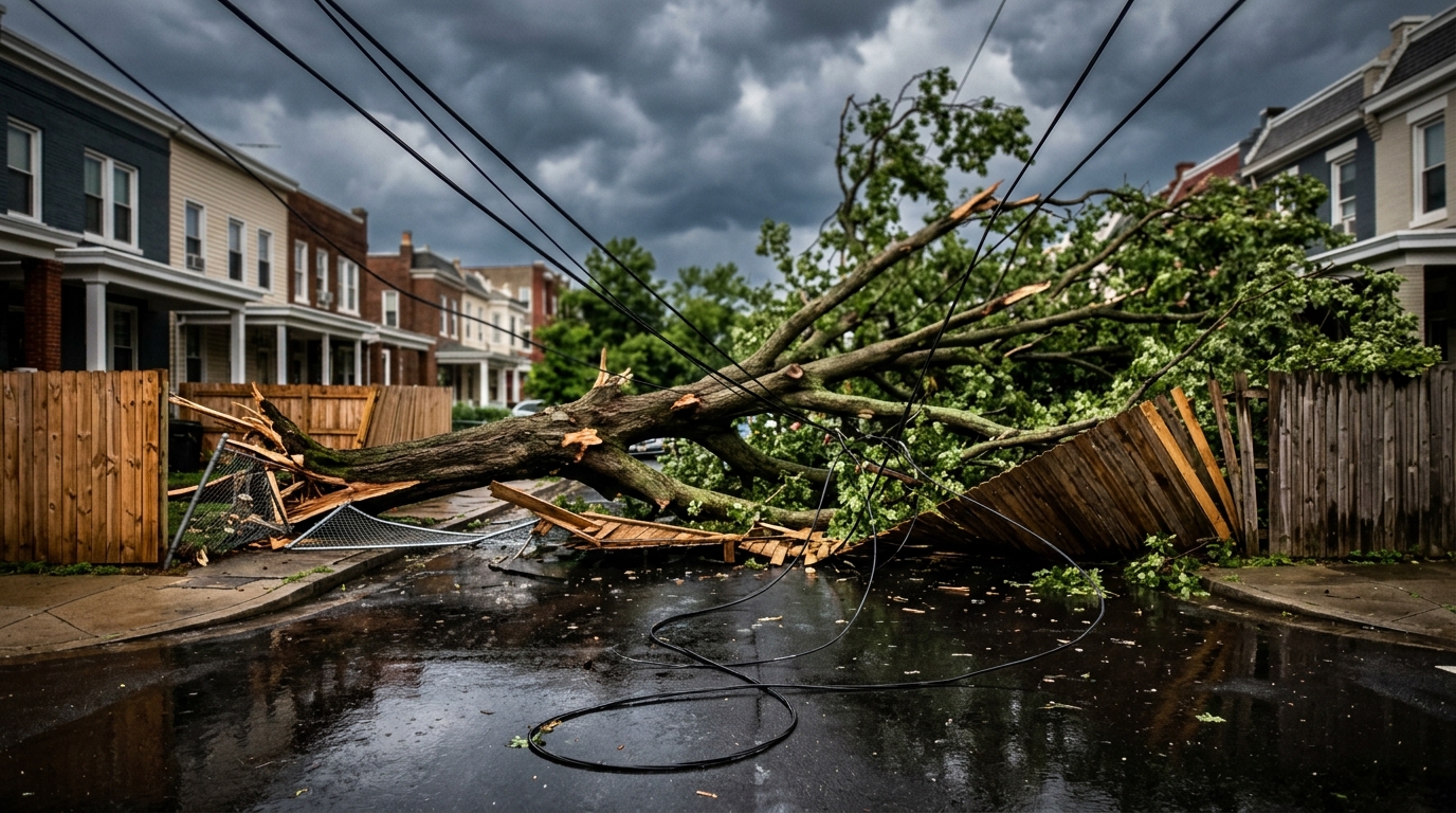 Petworth Tree Topples, Crushing Fences and Downed Power Lines Days After Storm