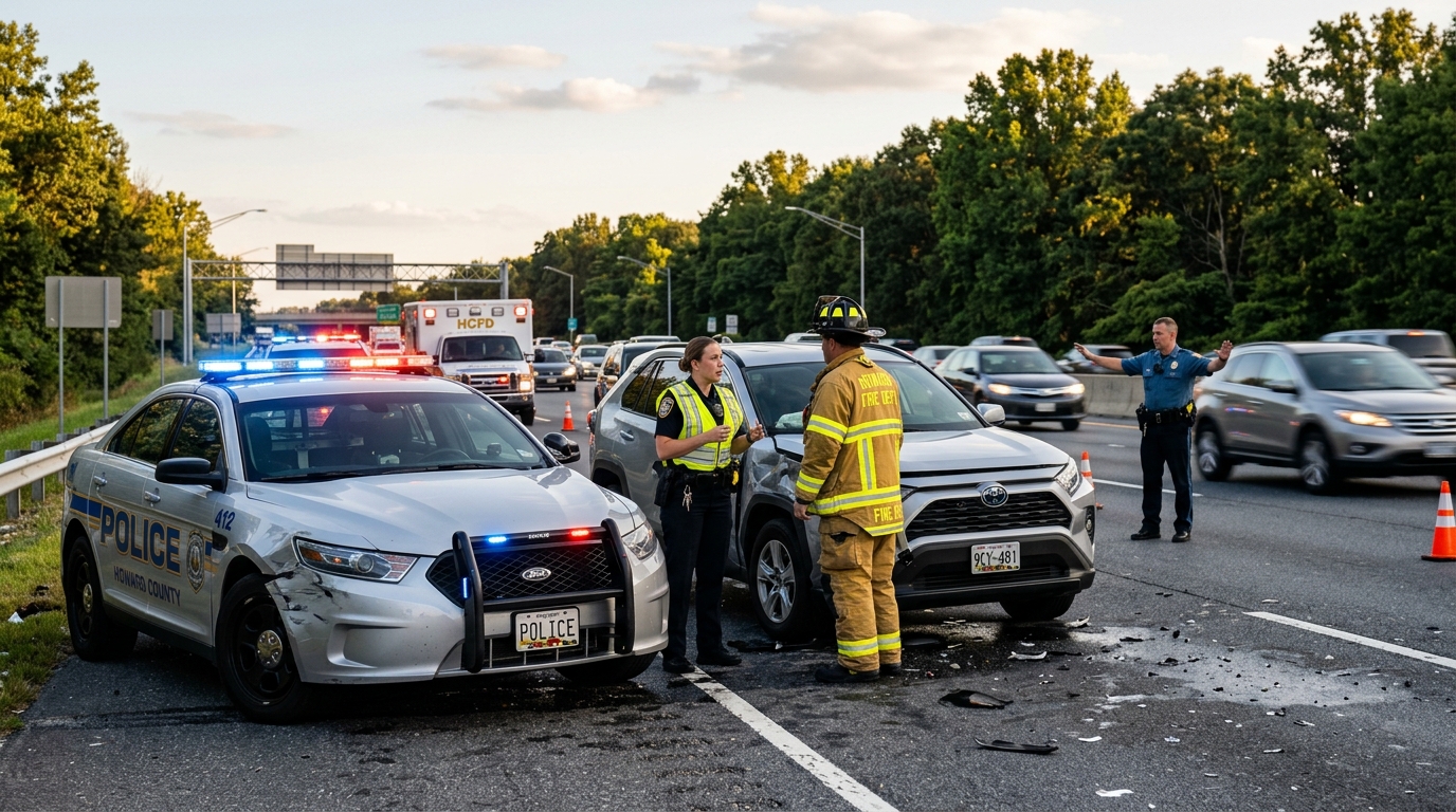 Howard County Police Officer Injured in US Route 29 Crash in Columbia