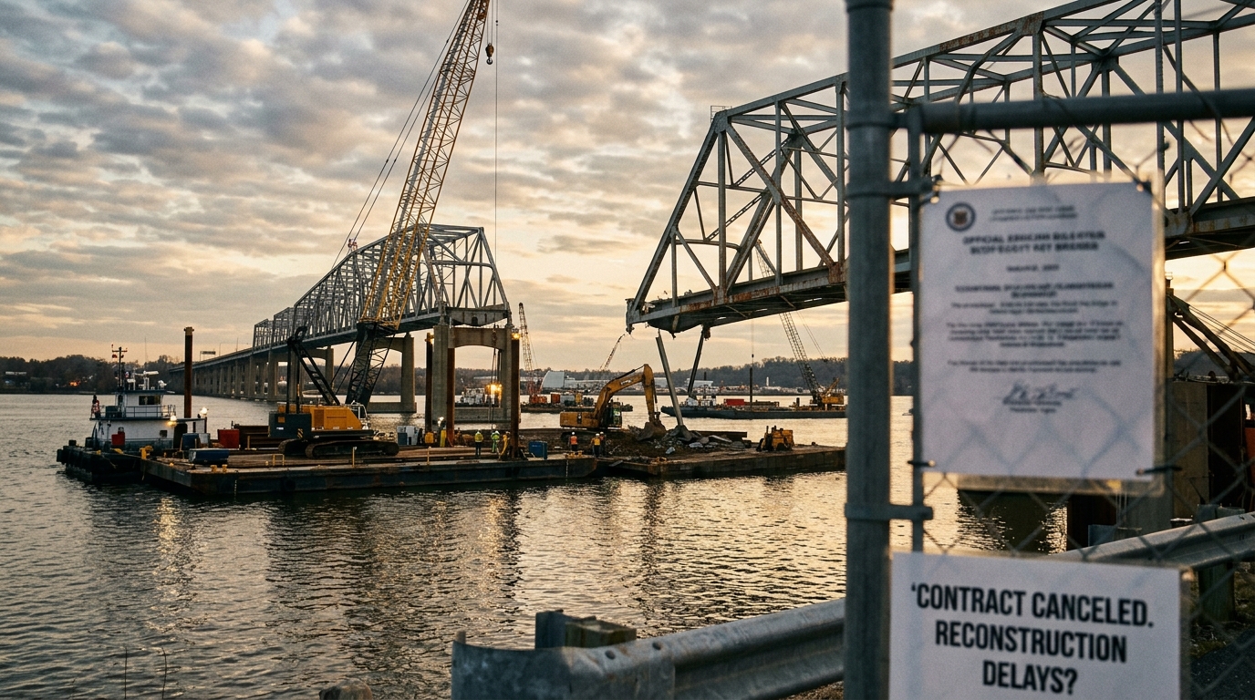 Key Bridge Reconstruction Faces Setback as Contract Canceled, Testing Gov. Moore's "Fastest Moving" Pledge