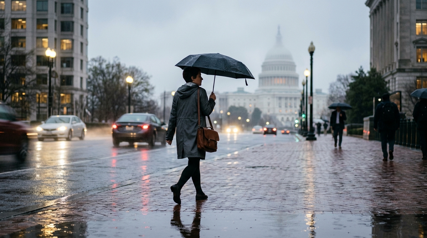 Monday Morning Forecast Brings Damp Start to Washington DC Commute