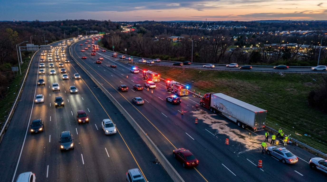 Maryland Beltway Reopens After Tractor-Trailer Crash, Fuel Spill Causes Major Delays